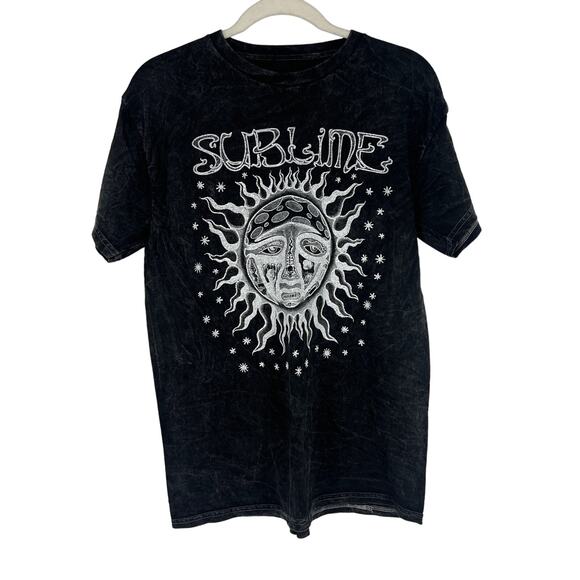 Sublime Tops - Officially Licensed Sublime Classic Sun T-Shirt Black Acid Wash Medium NWOT